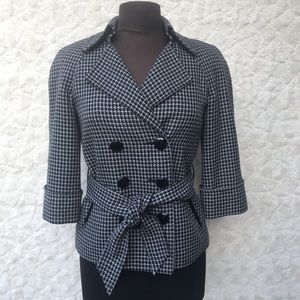 EUC Antonio Melani Belted Houndstooth Coat Sz2